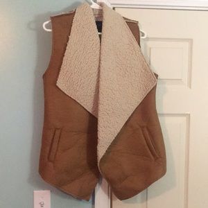 Suede & faux shearling vest